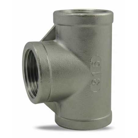 Equal Tee Stainless Steel 316 Female/Female/Female PN20 - BSPT Connection