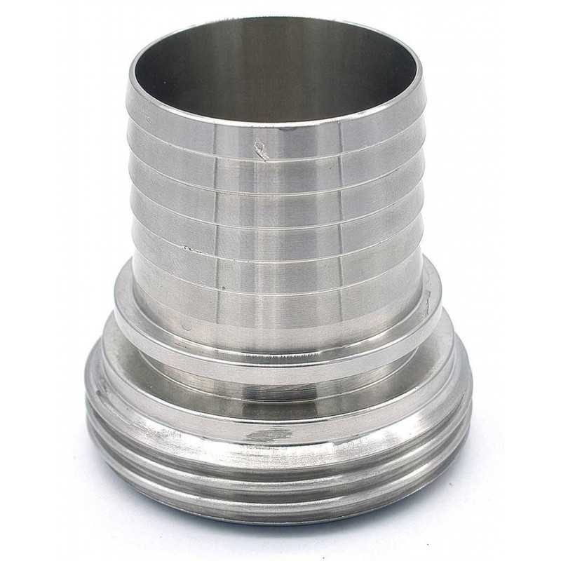 Male food connection with stainless SMS socket 316