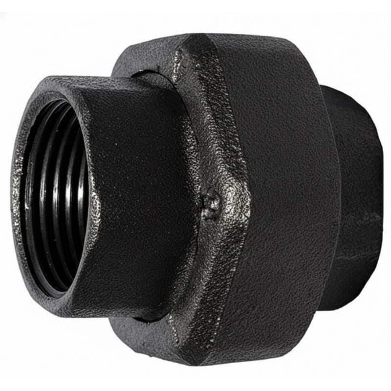 Accesorio de unión de asiento cónico de hierro fundido maleable con núcleo negro