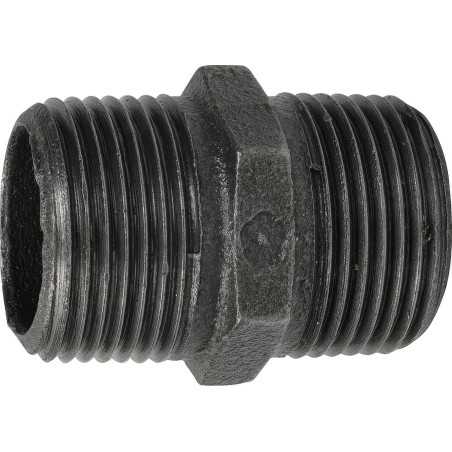 Malleable Cast Iron Male-Male Nipple with Black Heart