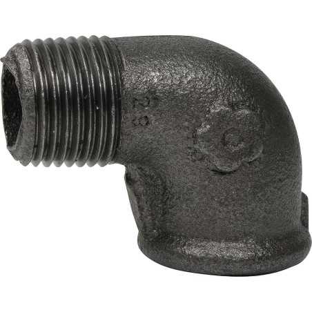 Conector de codo de 90° macho/hembra | Fundición maleable negra EN 10242