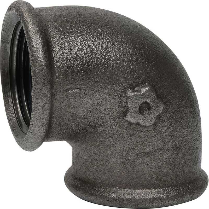 Coude 90° en fonte malléable coeur noir femelle/femelle EN 10242