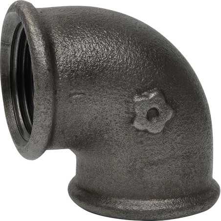 90° Temperguss Winkel schwarz Kern weiblich/weiblich EN 10242
