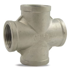 Weibliches Kreuz Edelstahl 316 ISO 4144 | PN 20 Bar | 4 Kanäle F/F