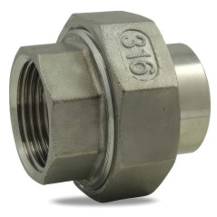 Union 3 piezas Acero inoxidable 316 hembra / BW soldadas | Barra PN 20