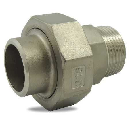 Union 3 piezas Acero inoxidable 316 macho / BW soldado | Barra PN 20