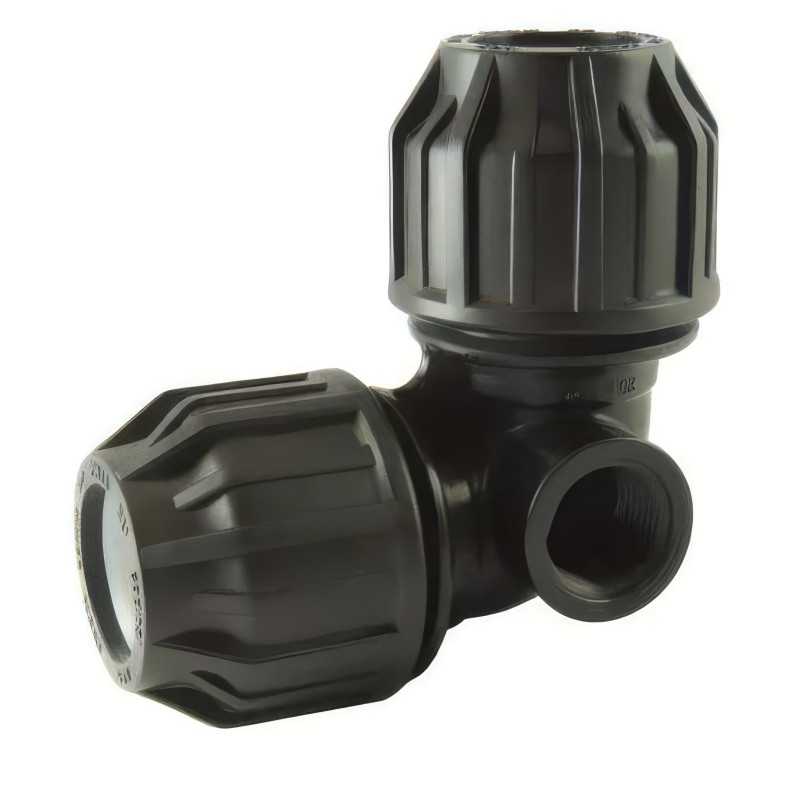 90° Compression Elbow for Sprinkler | BSP Female | Tube PE