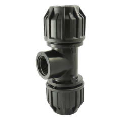 Threaded Bypass Tee for PE Tube | Lubricated & Captive Gasket