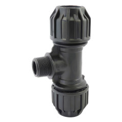 Male Threaded Branch Tee for PE Tube | Lubricated & Captive Gasket