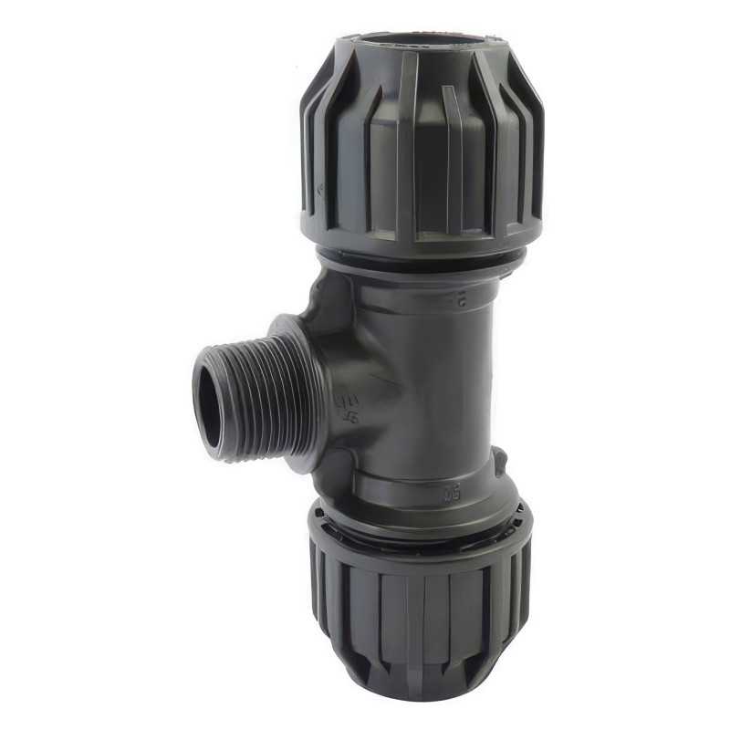 90° PE Compression Tee with BSP Male Bypass | PN16