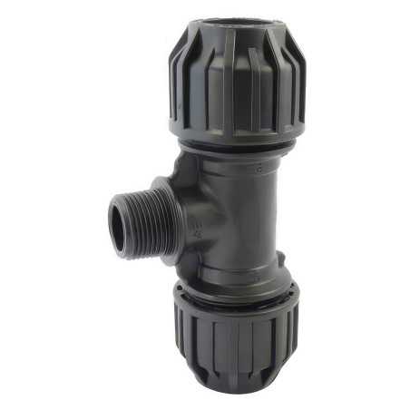 Male Threaded Branch Tee for PE Tube | Lubricated & Captive Gasket