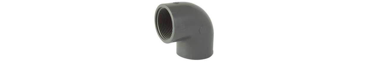 Gomito a vite in PVC PN16: angolo maschio e femmina a 90° | Multitanks
