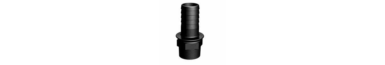 Male threaded connections with fluted straight exit